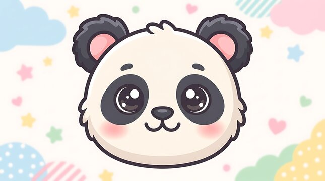 Cute cartoon panda bear face illustration.