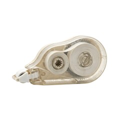 Naklejka premium Faded Authentic Correction Tape Isolated On White Solid Background, Classic Old Office Supply For Paper Edits, Worn Plastic Texture, Stationery Concept, School And Office Item