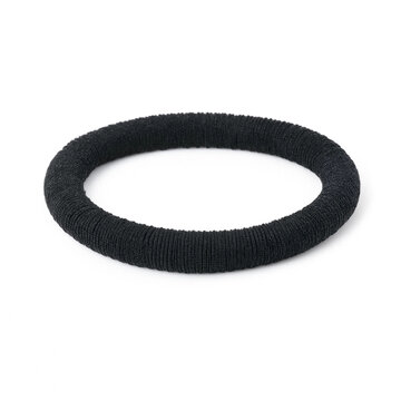 Black elastic hair tie isolated on white background