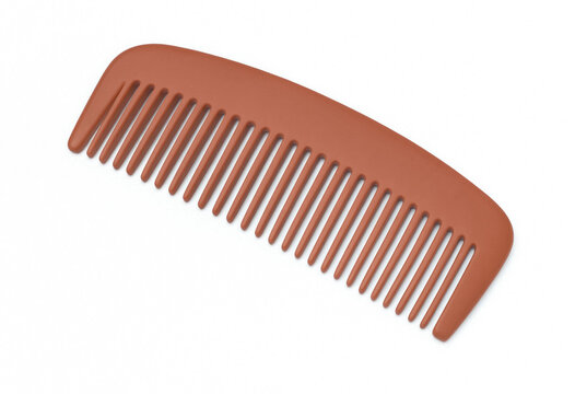 Brown plastic hair comb isolated on white background