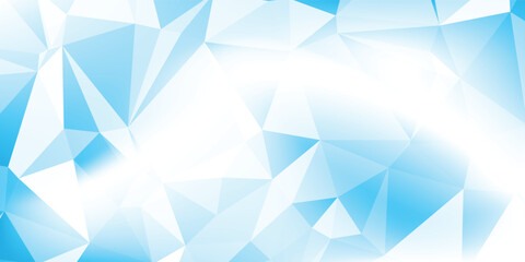 Obraz premium Cool Blue Polygon Geometry Flowing into a Soft White Gradient with Contemporary Low Poly Style colorful digital artwork eps10