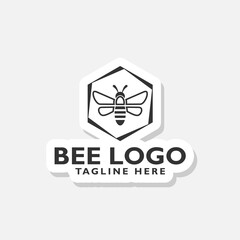 Obraz premium Bee logo sticker isolated on gray background