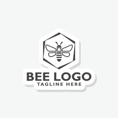 Naklejka premium Bee logo sticker isolated on gray background