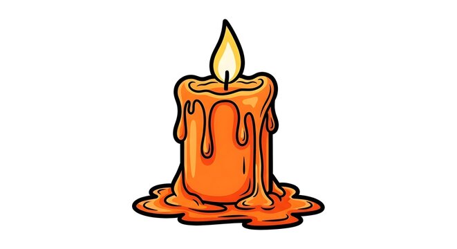 Cartoon illustration of a melting orange candle