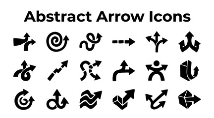 Obraz premium Collection of various abstract arrow icons representing different directions, choices, and movements.