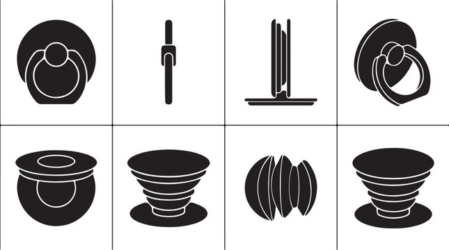 Minimalist Smartphone Grip and Pop Socket Vector Icon Set
