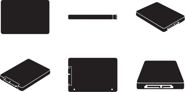 Minimalist SSD Silhouette Set Featuring Multiple Perspectives