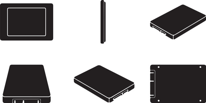 Minimalist SSD Vector Icon Perspectives for Technical Layouts