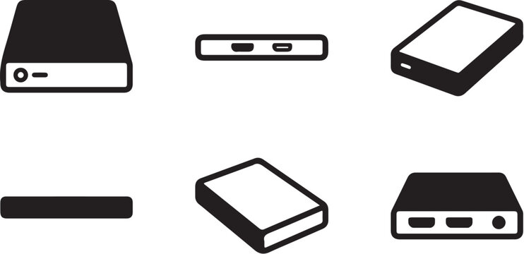 Modern Mini Computer Hardware Icons with Multiple Viewing Angles