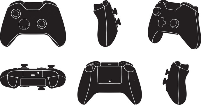 Modern Video Game Controller Icon Set from Multiple Angles