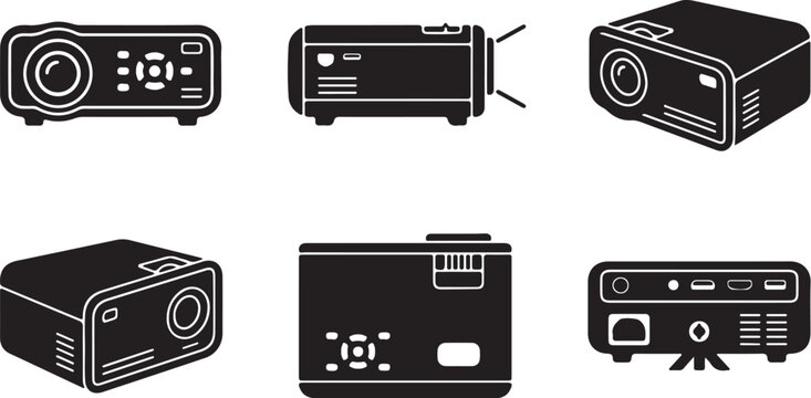 Professional Multimedia Projector Vector Icon Set