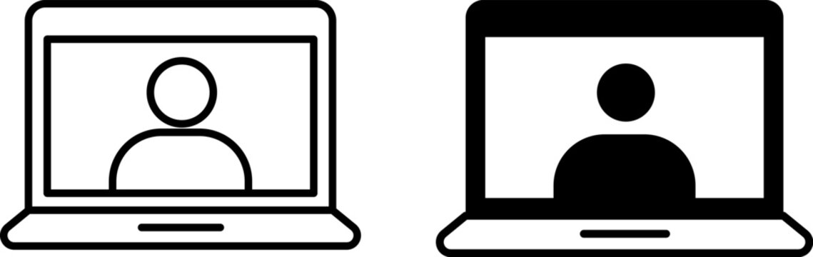 Video Call Laptop Meeting Icon Outline and Solid