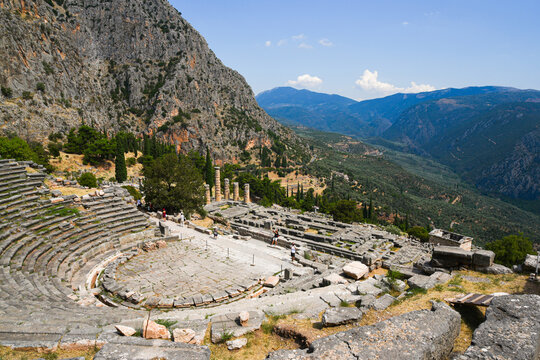 Ancient Theatre and Temple of Apollo at Delphi, Greece