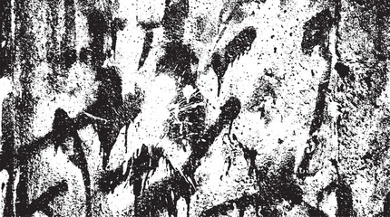 Fototapeta premium Distressed black spray paint splatter and grunge texture on rough white background