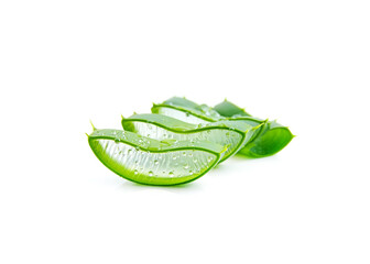 Obraz premium Aloe vera sliced isolated on white background.