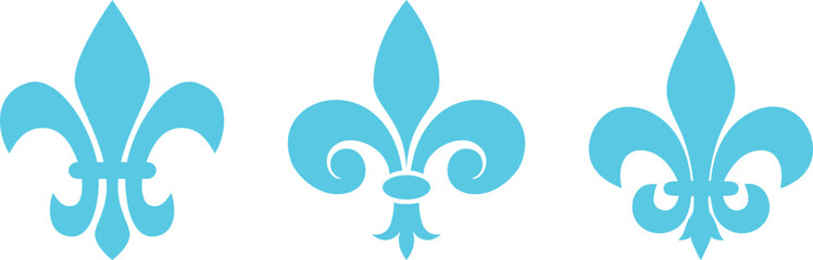 Symbolic Image Fleur De Lis Icon Vector Set Collection Group for Heraldry Royal Emblem Floral Ornament Decorative Badge Vintage French Monarchy Crest Luxury Medieval Classic Elegant Design. © JK Vectors