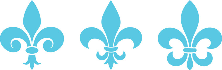 Symbolic Image Fleur De Lis Icon Vector Set Collection Group for Heraldry Royal Emblem Floral Ornament Decorative Badge Vintage French Monarchy Crest Luxury Medieval Classic Elegant Design. © JK Vectors