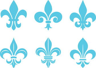 Symbolic Image Fleur De Lis Icon Vector Set Collection Group for Heraldry Royal Emblem Floral Ornament Decorative Badge Vintage French Monarchy Crest Luxury Medieval Classic Elegant Design. © JK Vectors