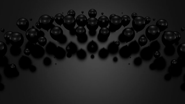 Balloons Form a Wave. Abstract motion, two color, 3d rendering, 4k resolution
