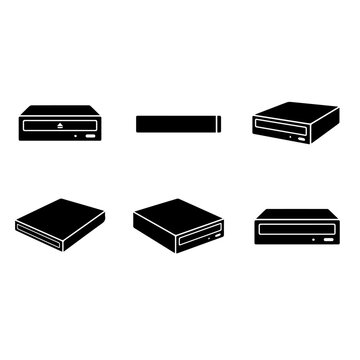 Sleek Black Optical Disc Drive Icons for Computer Hardware Graphics
