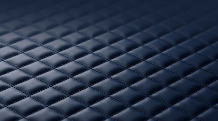 Naklejka premium Closeup of a navy blue quilted leather texture with stitched diamond pattern