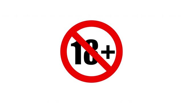 Animated Red Prohibited 18 Plus 18+ Restriction Icon Under Age Restriction Warning Symbol Adult Content Only Alert Notification