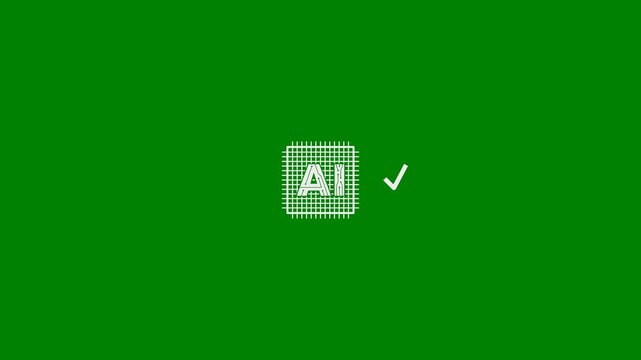 AI (Artificial Intelligence) Solves Problems, Answers Questions, Reduces Uncertainty, Makes Decisions, and Gives Solutions - Minimal Flat Design Motion Graphics Clip, Green Screen, 7.5% Gray