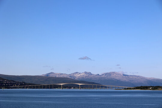 View of the Sandnessund Bridge in a fantastic landscape, Troms&oslash;, Norway 