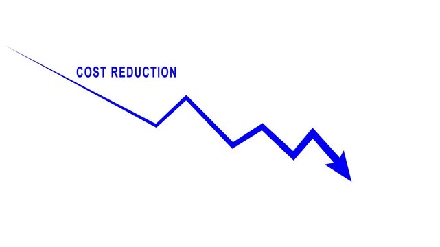 Cost reduction business finance concept. Businessman cost reduction icon with down arrow for budget management and cost management.4k video animation.