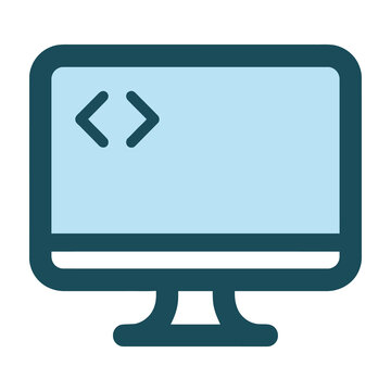 Computer monitor with code symbols on screen