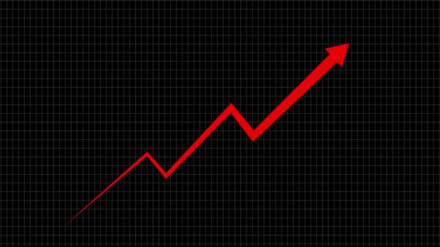 Creative Graph hand drawn arrow chart growing up. Exponential growth and Business profit increase. white arrow rising transparent background. rising arrow with grid background
