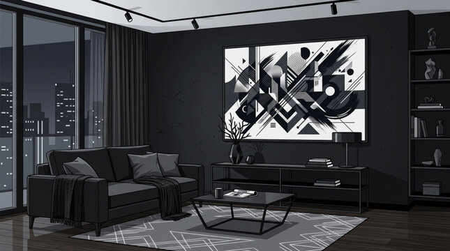 modern living room with fireplace