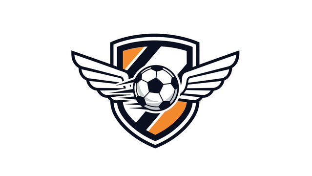 A soccer ball with wings is shielded in a sports emblem for a competitive team.