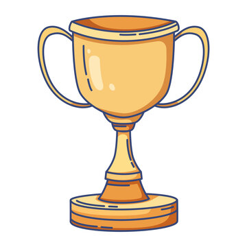 Golden champion trophy cup with side handles on a round base