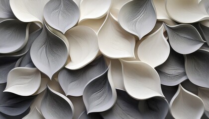 Fototapeta premium Abstract Vertical Background Made Of White And Gray Petals In Neutral Colors Close Up