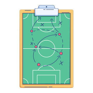 Tactical soccer clipboard with formation strategy game plan lines