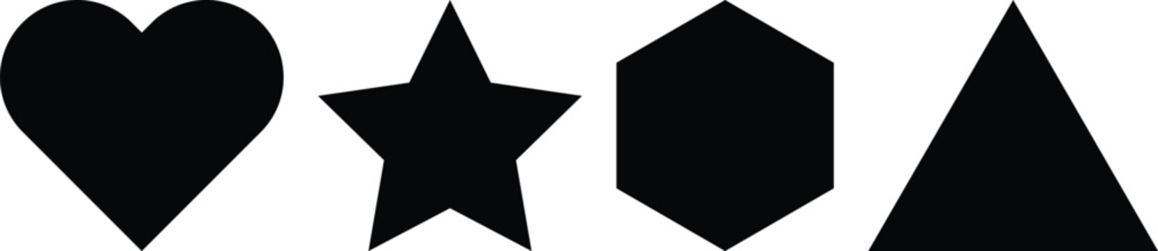 various black abstract shapes. black empty frames. badges or labels design. star, heart, icons. irregular forms and sizes