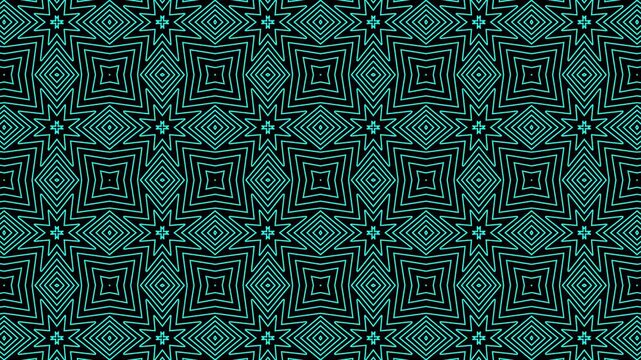 4K Motion Graphic Neon Cyan Geometric Dodecagram and Square Grid Pattern with Alpha Channel
