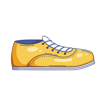 yellow sport sneaker with white shoelaces