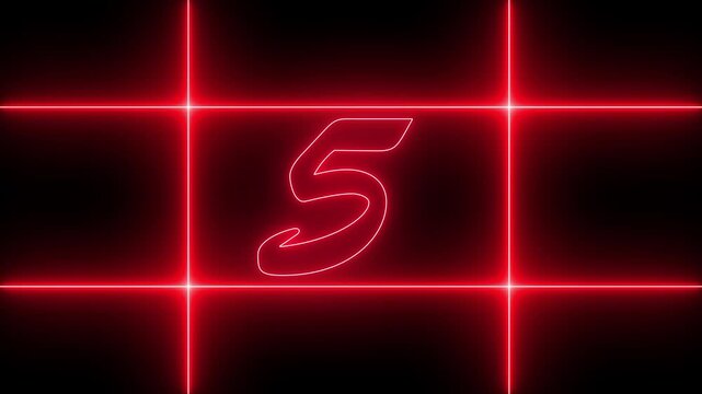 0 to 8 second modern digital countdown timer neon light style on black background, 8 seconds simple countdown timer. 8 second technology digital neon led light game timer 4k animation