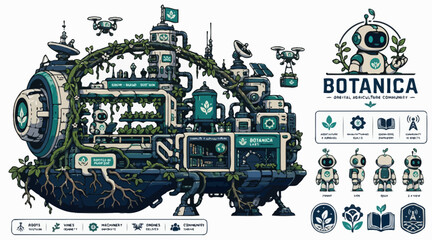 Futuristic Steampunk Airship with Botanical and Mechanical Elements. © Gakih