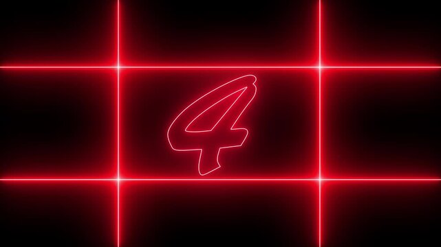 0 to 6 second modern digital countdown timer neon light style on black background, 6 seconds simple countdown timer. 6 second technology digital neon led light game timer 4k animation
