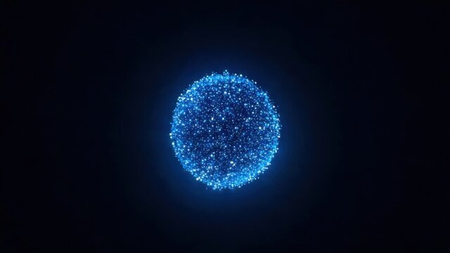 Blue glowing sphere of light particles