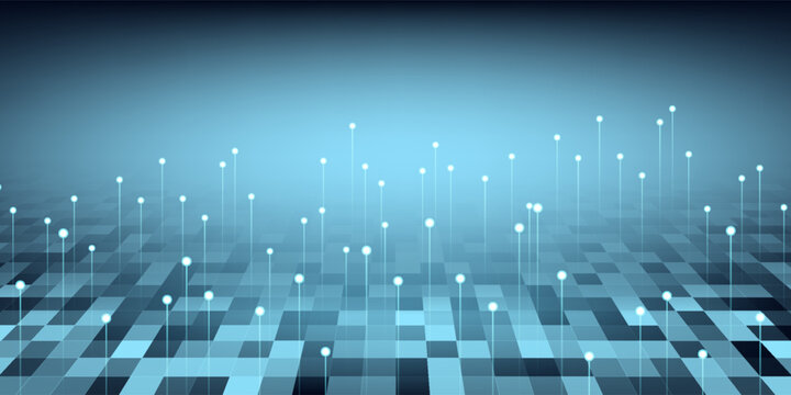 3D illustration of binary code cascading against a dark blue background, symbolizing data flow and digital connectivity. Ideal for tech and programming themes.