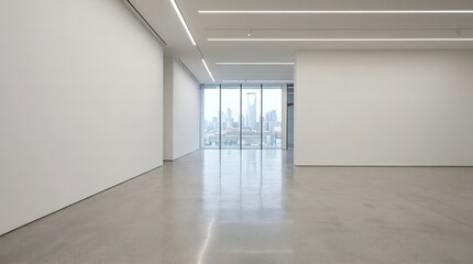 Fototapeta premium Empty Contemporary Art Gallery Interior with Abstract Geometric Sculpture in Riyadh