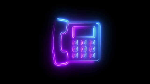 Neon glowing landline telephone animation for business communication