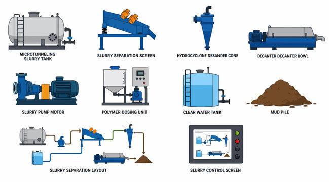 Industrial Sludge Treatment and Processing Equipment Diagram.