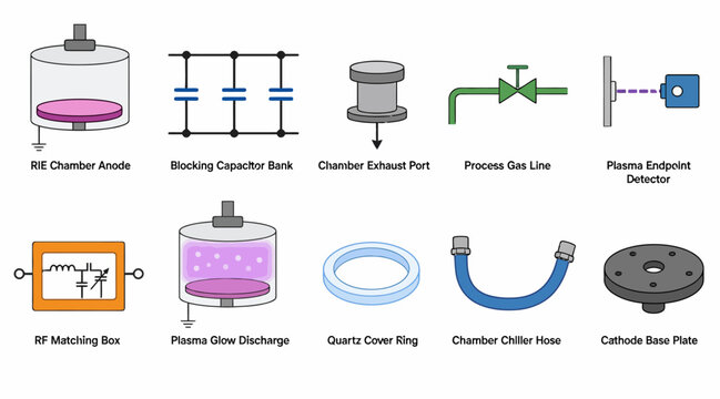 Industrial and Scientific Equipment Vector Icons Set.
