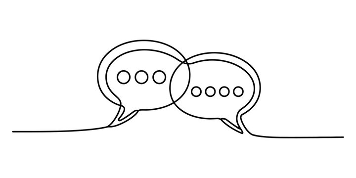 Two speech bubbles drawn in a single Continuous line drawing