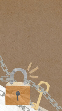 Lock and key iPhone wallpaper, paper textured design